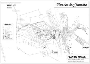 Layout of Domaine de Gavaudun cottages resort and holiday park in Dordogne Lot